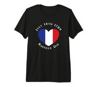 14 Juillet 1789 Drapeau français en Forme de cœur T-Shirt Haut de Gamme