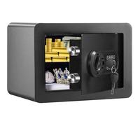 VEVOR Coffre-Fort Numérique 14 L 350 x 250 x 250 mm Coffre-Fort de Sécurité 2 Types de Déverrouillage Mot de Passe et Clés Structure en Acier Anti-Effraction Antivol avec Alarme Argent Bijoux Domicile