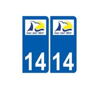 14 Luc-sur-Mer logo ville autocollant plaque sticker - Angles : arrondis