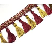 14 mètres de bordure élégante en dentelle à franges et perles for le bricolage et la décoration intérieure(Red)