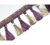 14 mètres de bordure élégante en dentelle à franges et perles for le bricolage et la décoration intérieure(Purple)