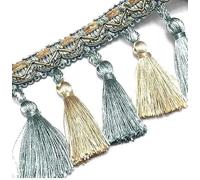 14 mètres de bordure élégante en dentelle à franges et perles for le bricolage et la décoration intérieure(Green)