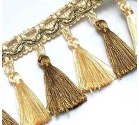 14 mètres de bordure élégante en dentelle à franges et perles for le bricolage et la décoration intérieure(Gold)