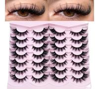 14 paires de nouveaux cils faux style dessin animé œil de chat, pointe de cils allongée, bandes de cils moelleuses et douces Fibre synthétique
