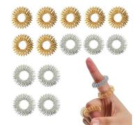 14 Pcs Bague Acupression,Anneaux D'acupuncture,Aanneaux de Massage pour Doigts,Anneaux D'arthrose, Anneaux de Stress D'acupression,Réduit le Stress et Améliore la Circulation Sanguine Grâce au Massage