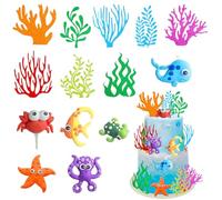 14 PCS Decoration Gateau Anniversaire, Océan Cake Topper, Decoration Gateau Vie Marine, D'animaux Marins Décorations Gâteaus, Idéal pour Les Anniversaires D'enfants, Les Fêtes Sur Le Thème de L'océan