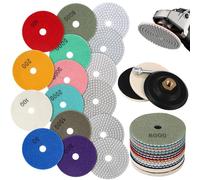 14 Pcs Disque de Polissage Diamant 4 pouces 100mm Diamant Polissage adaptés à une Machine à Polir M14 pour Granite Marble Béton Tampons de Polissage 50# - 8000#