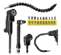 14 Pcs Renvoi d'Angle Visseuse, Embout Renvoi 105 Degrés D'angle Visseuse Coudée à Angle, Embout Visseuse Placo, Renvoi d'Angle pour Foret Tournevis Adaptateur de Douille