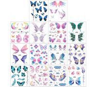 14 Pcs Tatouages Papillon Scintillants D'paillette,Tatouages Temporaires De Papillon,Couleurs Vives, Longue Durée D'utilisation,Pour Corps, Enfants, Filles, Femmes, Fêtes, Cadeaux