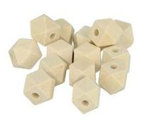 14 perles en bois polygonales 12 x 16 mm - Artemio Beige G