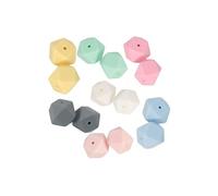 14 perles en silicone hexagonales 17 mm - multicolore -