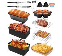 14 Piece Accessoires Air Fryer,Silicone Air Fryer Mould Accessories for Ninja Foodi AF300EU、 AF400EU、AF500EU、COSORI、Tower 7.6L/8L/9L/9.5L