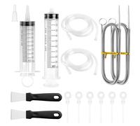 14 Pièce Kit de Nettoyage pour Réfrigérateur,2 Flexible Brosse de Nettoyage+2 Tuyau PVC 1.55m+2 Pelle de Dégivrage+2 Seringue de 100ml+6 Bouchons de Trou de Vidange de Réfrigérateur pour Cuisine