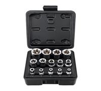 14-Piece Patterned Socket Set - E-Type Wrench | Steel External | 14-Piece E- Set | Heavy-Duty Alloy Steel | 1/4", 3/8", 1/2" Drive Sizes (E4-E24) With Storage Case For Auto Repair