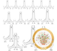 14 Piece Pliable Support Assiette,3-7 Inch Plastique Transparent Porte Assiette,Multifonctionnel Support Decorative,Mini Chevalet Pour Vitrine Couverts De Collection,Photo Cadre,Dvd