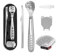 14 Pièce Râpe à Pied, Professionnel Mortes en Lime pour pieds, Rasoir Râpe Pied pour Callosités Rasoir pour Talons, Outil de Pédicure kit avec 10 Lames Argent