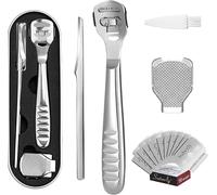 14 Pièce Râpe à Pied,Professionnel Mortes en Lime pour pieds,Rasoir Râpe Pied pour Callosités Rasoir pour Talons,Outil de Pédicure kit avec 10 Lames Argent(Q170)