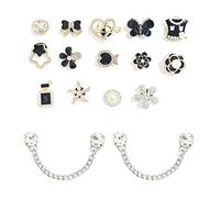 14 Pièces Accessoires de Fleur de Chaussure en Strass avec 2 Pièces Chaîne de Perles pour Femme Sabots Ornements de Chaussure Bricolage, Cadeaux de Fête