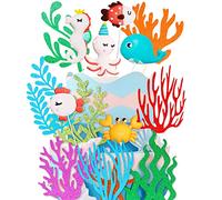 14 Pièces Animaux Océan Décorations de Gâteaux, Océan Étoile de Mer Baleines Coquillages D'algues Cupcake Toppers, Décoration Gâteau Thème Océan pour Thème Océan Fête D'anniversaire Topper
