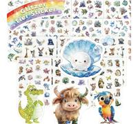 14 Pièces Autocollants à Paillettes Avec Autocollants à Effet Pailleté Animaux Holographiques Plus 150 Motifs Animaux Holographiques Animaux Forêt Pour Journal, Album Photo,Scrapbooking