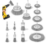 14 Pièces Brosse Métallique pour Perceuse, 6mm Arbre Rond Brosse Perceuse Metal, Brosses Meuleuse pour Bois et Métal Antirouille, Meuleuse, Anticorrosion,Peinture,Polir, Nettoyage