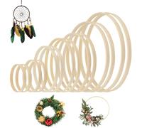 14 Pièces Cercle en Bois pour Attrape Reve,7 Tailles (8/10/13/15/17/18/20 cm) Bambou Cerceau Bois,Cercle Bois Macramé Anneau,Cerceau Floral en Bambou pour Bricolage,Décoration de Couronne de Mariage