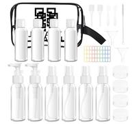 14 Pièces Contenant Voyage 50ml,Kit Voyage Produit Toilette,Flacon Flacon Vide,avec sac de liquide pour bagage à main,petit entonnoir, pinceau, boîte de stockage 20g,pour cosmétiques avion
