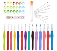 14 pièces de crochets à tricoter de taille complète, 44 pièces de kit de crochet pour débutants avec accessoires de crochet, ensemble de crochets ergonomiques en caoutchouc souple (2,0 mm - 10,0 mm)