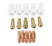 14 pièces de pièces de torche de soudage MIG ensemble de supports de pointe de diffuseur de gaz de pointe, kit de remplacement premium avec tailles 0,8 mm, 1,0 mm, 1,2 mm, 1,6 mm (Pointe conductrice
