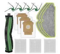 14 pièces de rechange compatibles avec aspirateur robot iRobot 115 Combo | 1 brosse à rouleau, 4 brosses latérales, 3 sacs à poussière, 3 filtres HEPA, 3 serpillères, kit d'accessoires
