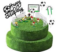 14 Pieces Décoration Gateau Football,Decoration Anniversaire Football Garçon,Happy Birthday Topper à Gâteau D'Insert DIY,Statue Athlète Football Topper pour Gateau Gateau Anniversaire Cupcake Topper