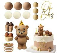 14 Pièces Decoration Gateau Ours,Decoration Gateau Anniversaire Ours,Cake Topper pour Fête Anniversaire Baby Shower (Bougies Non Incluses)
