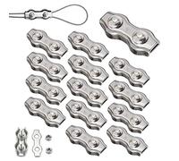 14 Pièces Duplex Clips M4 Câble Métallique Clips Inoxydable 304 Pinces Duplex pour Gréement de Câble Métallique de 4 mm