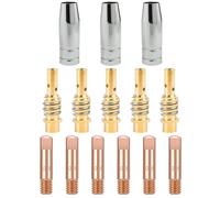 14 Pièces/Embouts de Contact de Buse de Soudage MB 15 AK MIG MAG Torche de Soudage Pointe de Contact 0,8mm M6 Buse à Gaz, Buse Gas Conique, Support Tube de Contact, Consommables de Chalumeau