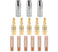 14 Pièces/Embouts de Contact de Buse de Soudage MB 15 AK MIG MAG Torche de Soudage Pointe de Contact 1,0mm M6 Buse à Gaz, Buse Gas Conique, Support Tube de Contact, Consommables de Chalumeau
