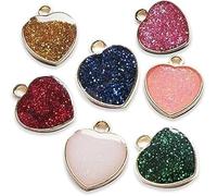 14 pièces en Forme de cœur Pendentifs Pierre Chakra Perles DIY Cristal Charms,Résine Pendentifs en Forme de Coeur,7 Couleurs Assorties