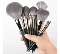 14 Pièces Ensemble De Pinceaux De Maquillage Doux Moelleux Fard À Paupières Brosse Correcteur Brosse Blush Pinceau De Maquillage Outil De Beauté Pinceau De Maquillage.Green.