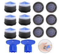 14 pièces Ensemble de tamis pour robinet, régulateur de jet M18.5, aérateurs pour robinets, M18.5 pour aérateur avec 2 clés à mélangeur, insert de tamis en plastique pour robinet, aérateur de robinet