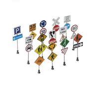 14 pièces/ensemble modèle de panneau de chemin de fer miniature, modèle de panneau d'arrêt de simulation miniature, modèle de panneau d'architecture de table de sable échelle 1:87 HO