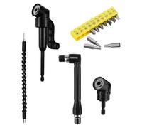 14 Pièces Foret à Angle Droit d'Extension Kits Renvoi D'Angle Visseuse Kit 105°Tournevis Flexible Rallonge Visseuse pour Ouvriers du Bâtiment