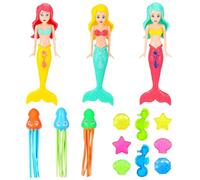 14 Pièces Jouet de Plongée Piscine,Sirène Jouets de Piscine Enfant Set,Jeux de Natation Enfant Extérieur L'Été,pour Divertissements Entrainement Sous Marin Plongée Natation Garçon Fille 3-12 Ans