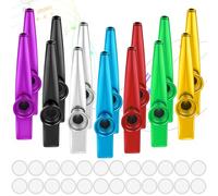 14 Pièces Kazoo Instrument Kazoos en Métal Alliage D'Aluminium Flûte Métal 7 Couleurs Instrument de Musique Enfant avec 24 Pièces Membranes Diaphragme pour Adulte Amateurs de Musique