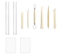 14 Pièces Kit Argile Autodurcissante Outils Argile Autodurcissante Rouleau D'argile et Feuille Acrylique Outils Argile Rouleau Pate Polymere Kit Poterie pour Modeler,Sculpter L'argile Outils Poterie
