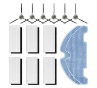 (14 Pièces) M330 Pro Pièces de Rechange Compatibles avec Aspirateur Robot Lefant M330/ M330 Pro, 6 Brosses Latérales, 6 Filtres HEPA avec Filtres en Mousse, 2 Serpillières, Kit d'Accessoires