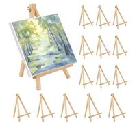 14 Pièces Mini Chevalet de Table, 19x11cm Petit Chevalet en Bois Chevalets Trépied Pliable Triangle Chevalets Triangulaires Présentoir Bois pour Albums Photo Cartes de Visite Mariage Fêtes