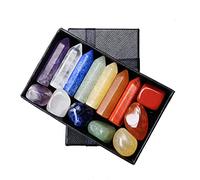 14 Pièces Pierres Chakras Cristaux de Guérison Set, Cristal Naturel Précieuses Reiki avec Boîte-cadeau, pour guérison, méditation, Reiki ou comme porte-bonheur ou pierres pouces