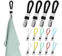 14 Pièces Pince à Serviette,Accroche Torchon en Acier Inoxidable avec Corde,Crochet Torchon Cuisine,Pince Torchons de Cuisine,Accroche Serviette Salle de Bain,Clips Porte-Torchon