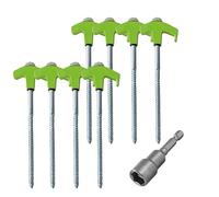 14 pièces piquets de Camping percer avec Douille hexagonale vis en Spirale Robuste Tente Robustes dans Les pour Le Camping, Les Voyages(Green)