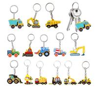 14 pièces porte-clés de tracteur,jeu de clés de machines de construction, chantier de construction, porte-clés de véhicules de construction, porte-clés de jouet d'excavatrice, pour pendentif décoratif