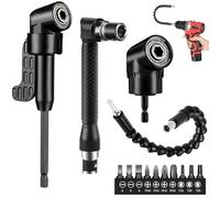 14 Pièces Renvoi Angle Visseuse Kit avec Clé L & Porte Embouts Magnétiques Changement Rapide, Porte-Adaptateur Tournevis Coudé 105°, Rallonge Perceuse Flexible pour Espaces Confinés